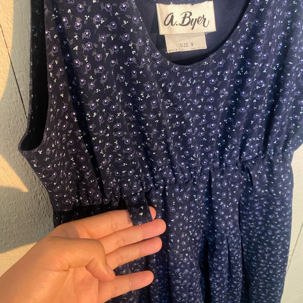 Vintage 90s grunge Ditsy floral navy blue jumpsuit